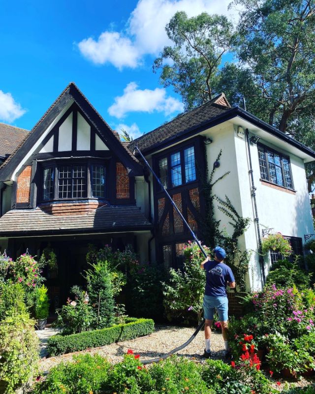 gutter cleaning with long pole